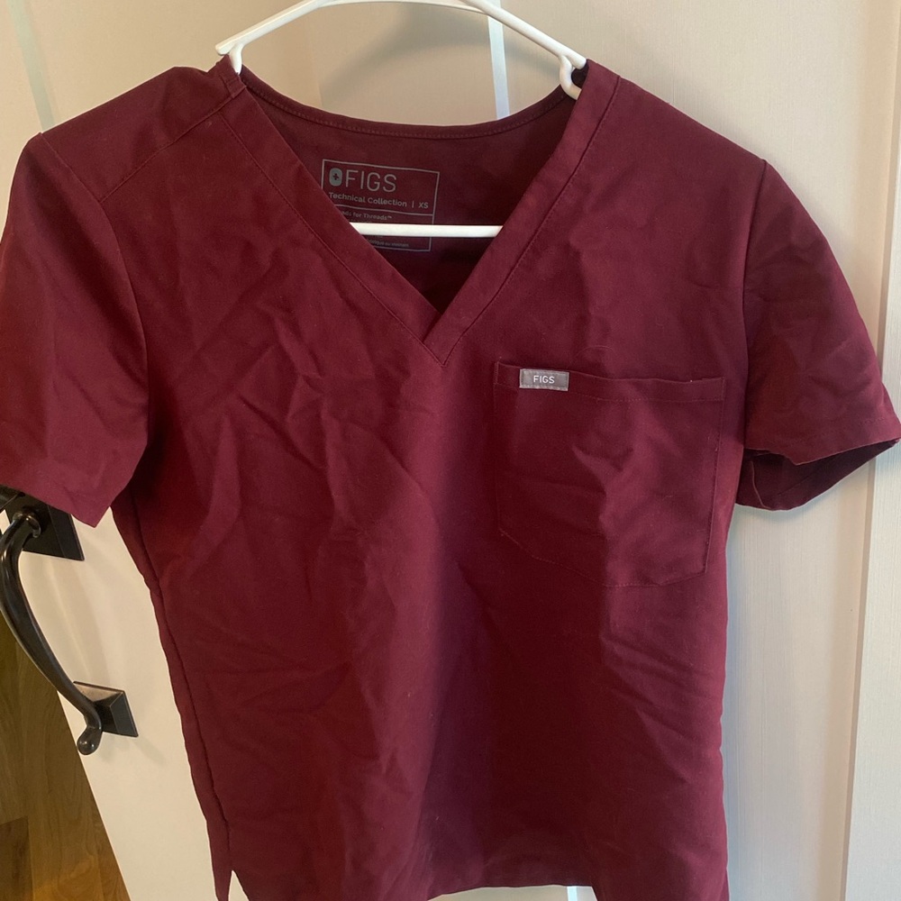 FIGS burgundy scrub top